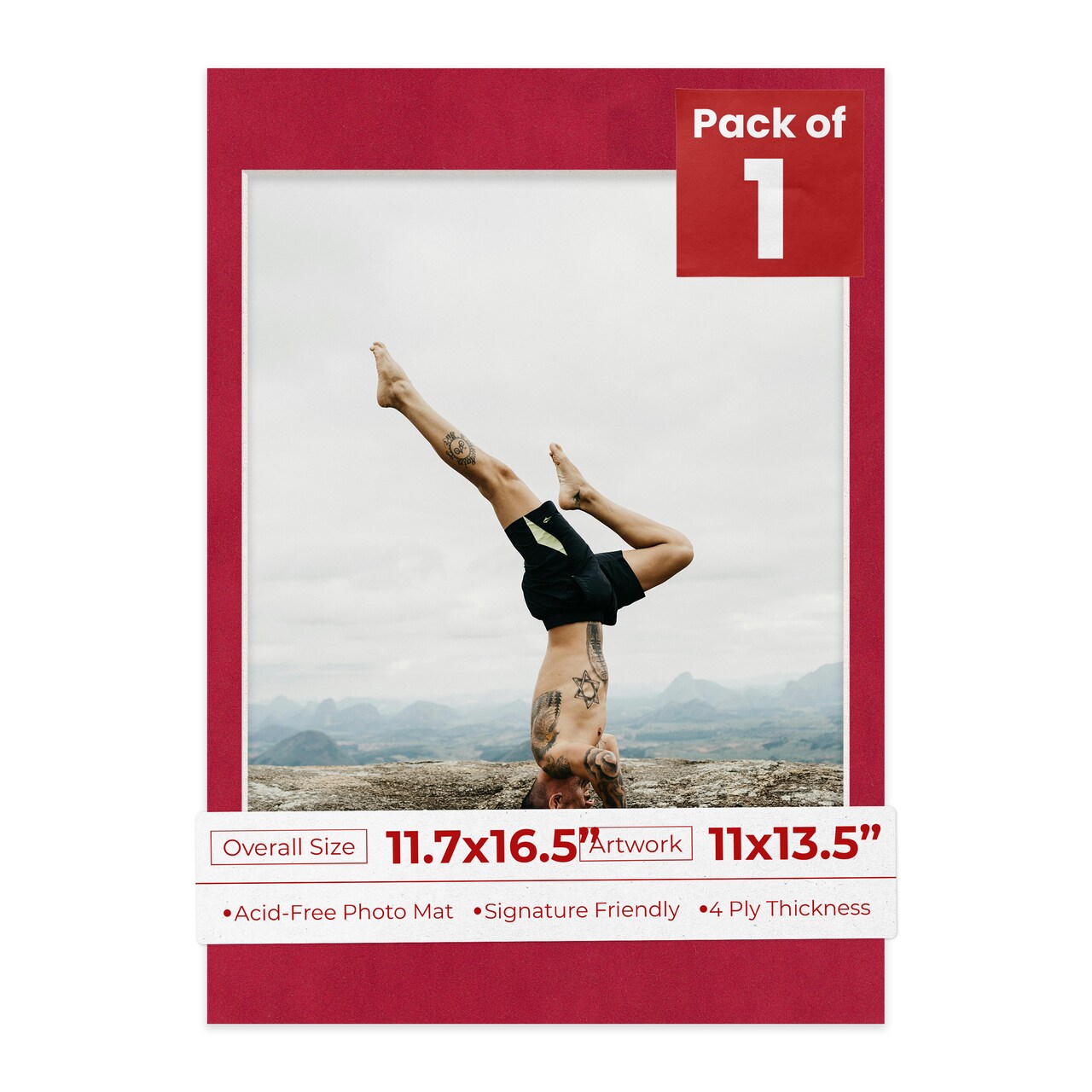 Red Suede Mat Board for 11.7x16.5 Frames - Fits 11x13.5 Photos